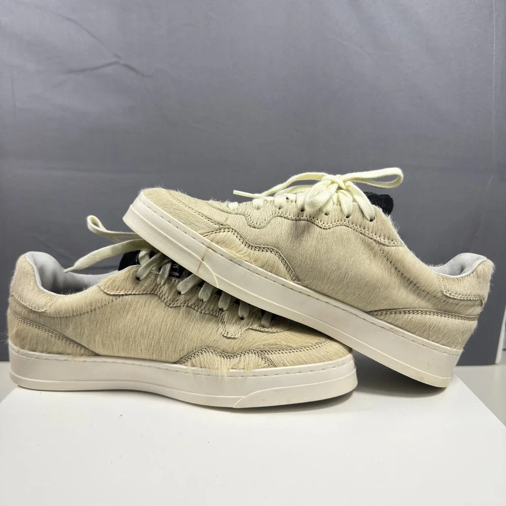 P448 Bali Oak Womens Size 38 Beige Calf Hair Low Top Luxury Sneakers